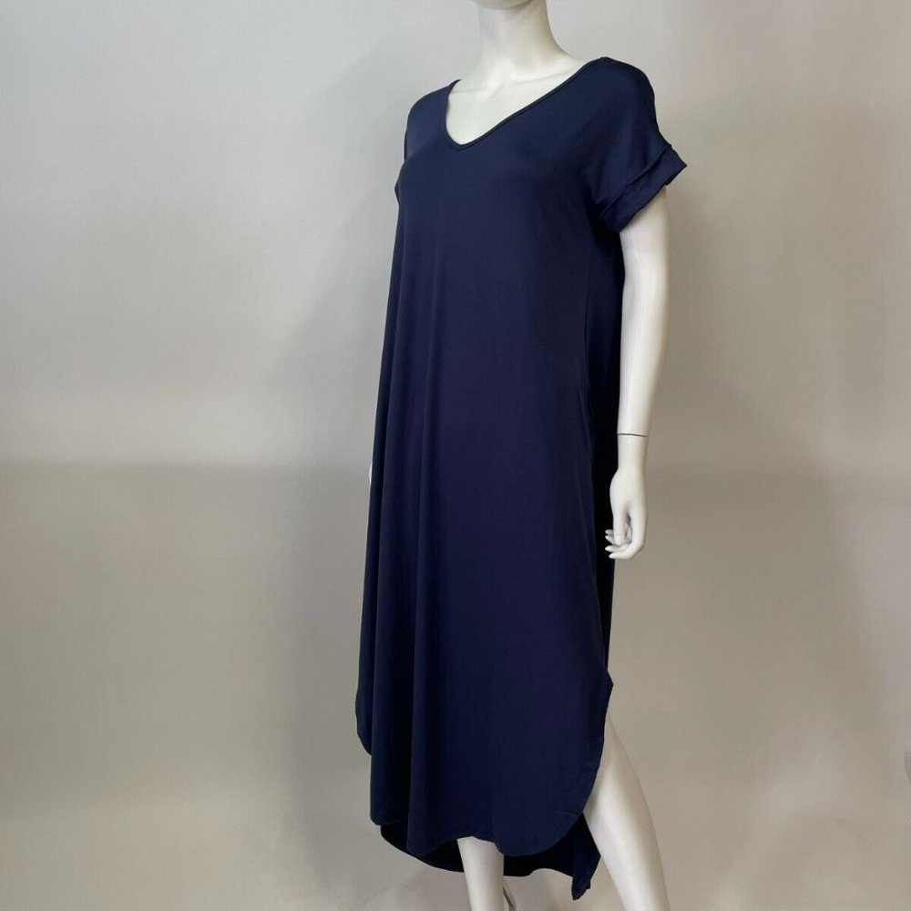 Entro Navy Short Sleeve Pocket Maxi Dress